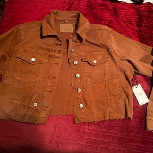 Judy Blue cropped Rust Brown Denim Jacket nwt boutique stretch layering piece